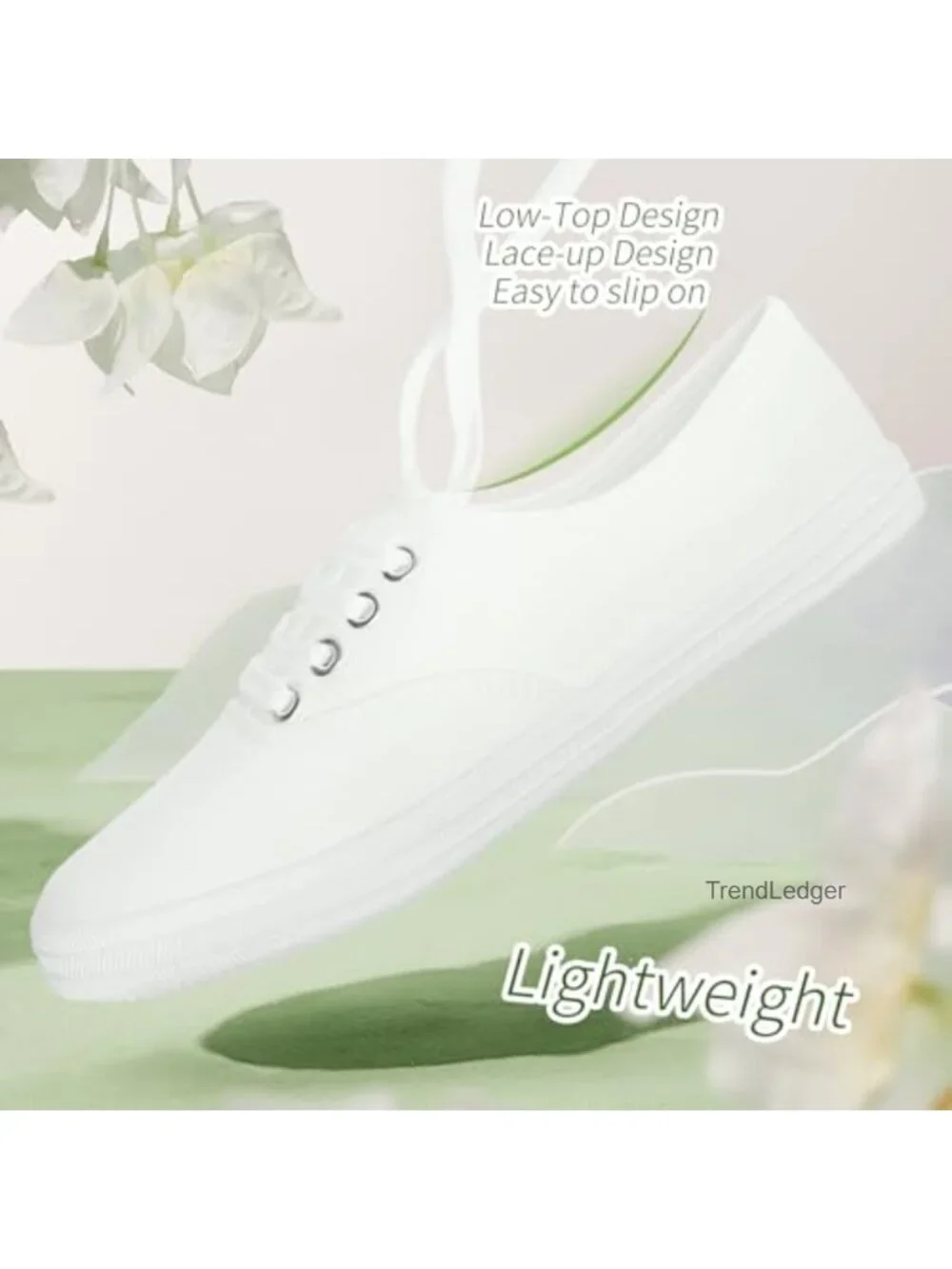 Womens Canvas Sneakers Low Top Lace-Up Casual Tennis Shoes Lightweight